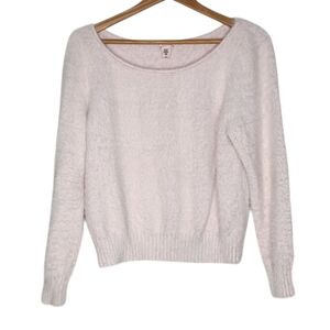 Victoria's Secret Fuzzy Pink Boat Neck Long Sleeve Pullover Sweater Top Women M‎